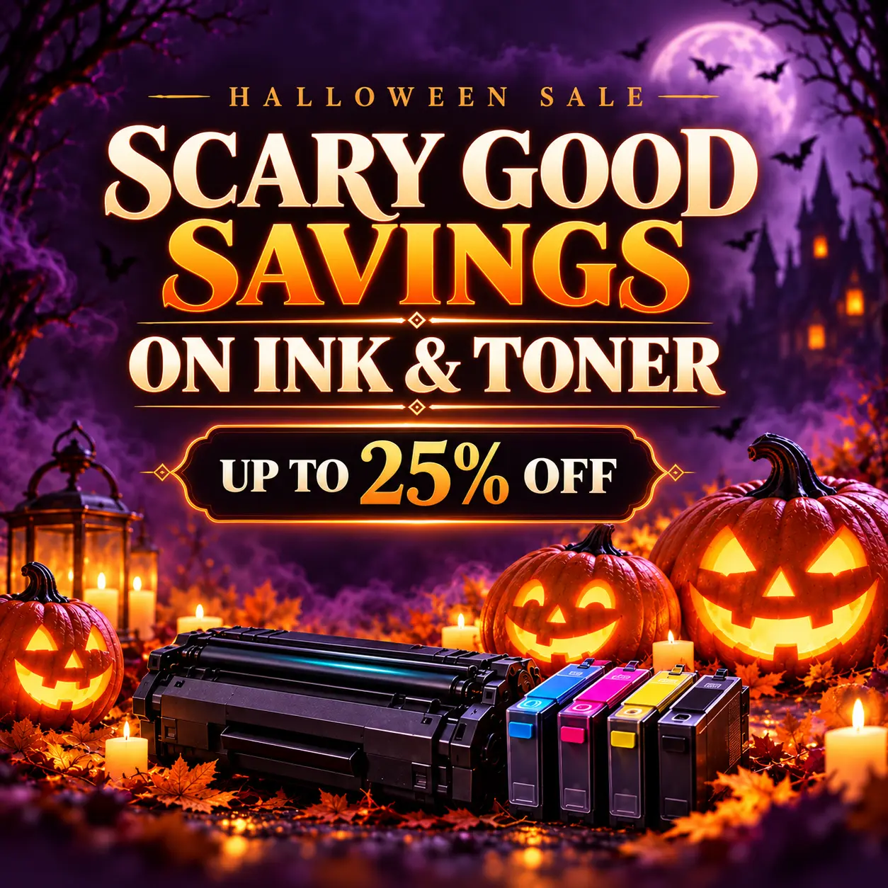 Scary good savings on ink and toner. Up to 25% off.