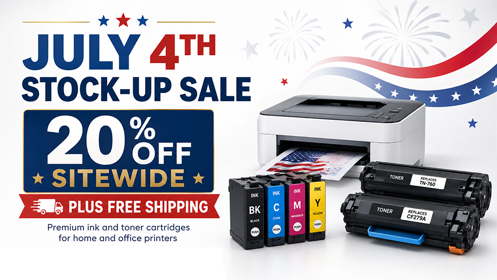 July 4th ink and toner cartridge sale - 20 percent off sitewide plus free shipping